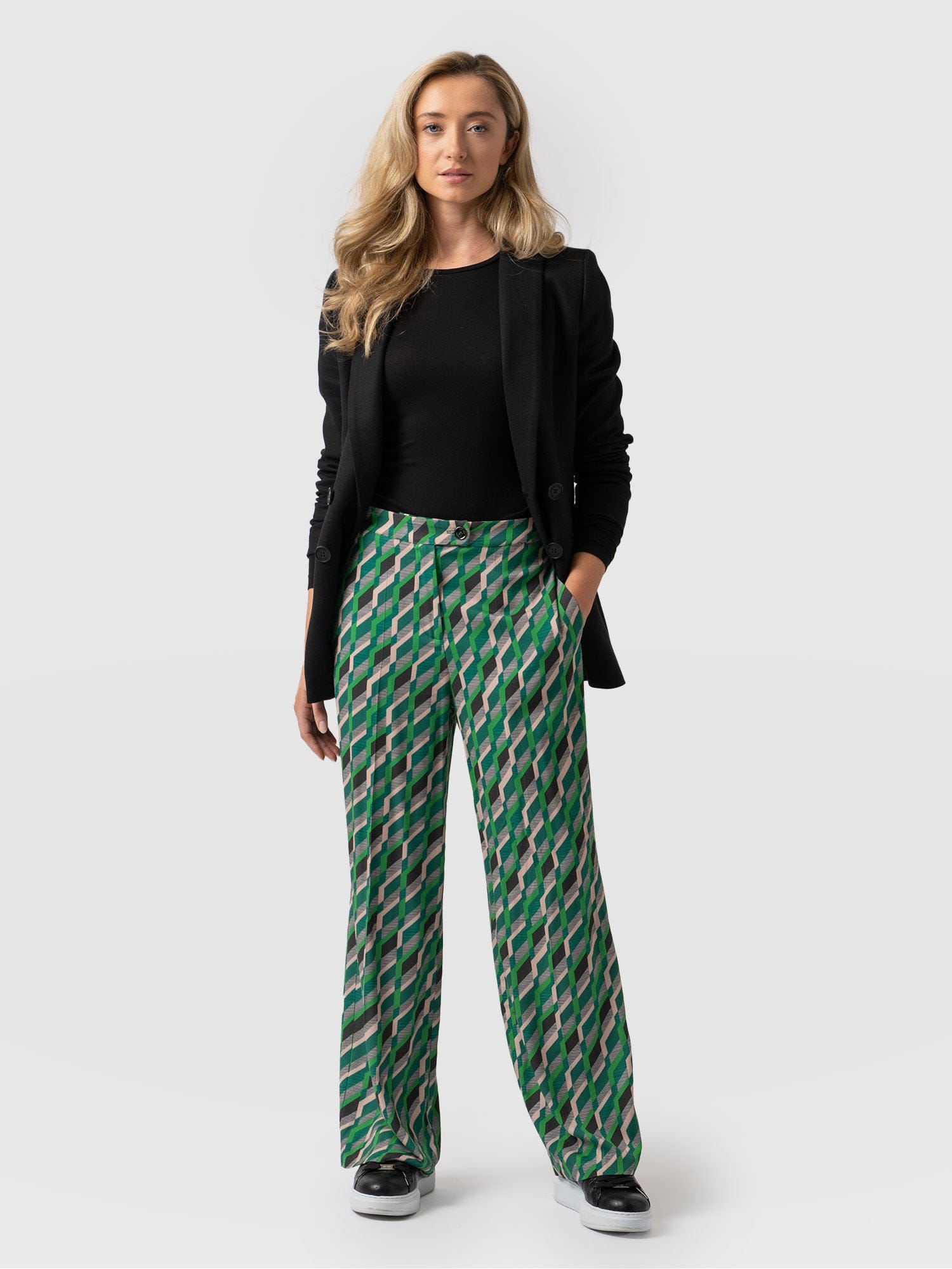 Aimee Palazzo Pant Jardin Geo - Women's Trousers | Saint + Sofia® UK